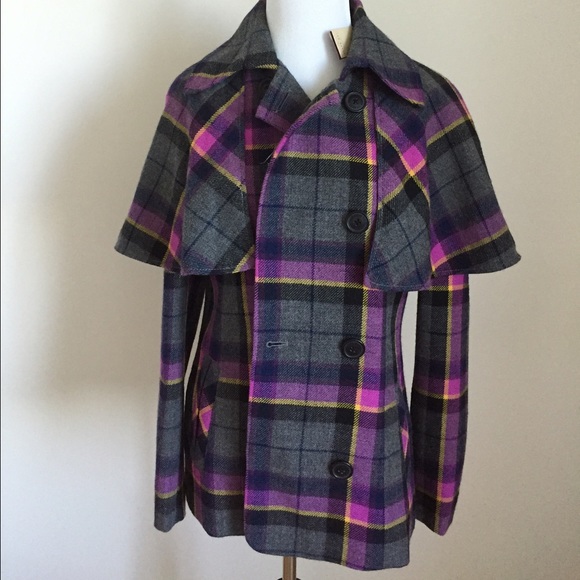 Ted Baker wool check cape coat - Picture 1 of 4